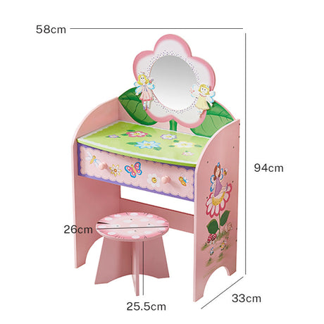 All 4 Kids Olivia Fairy vanity set detail with pink painted finish