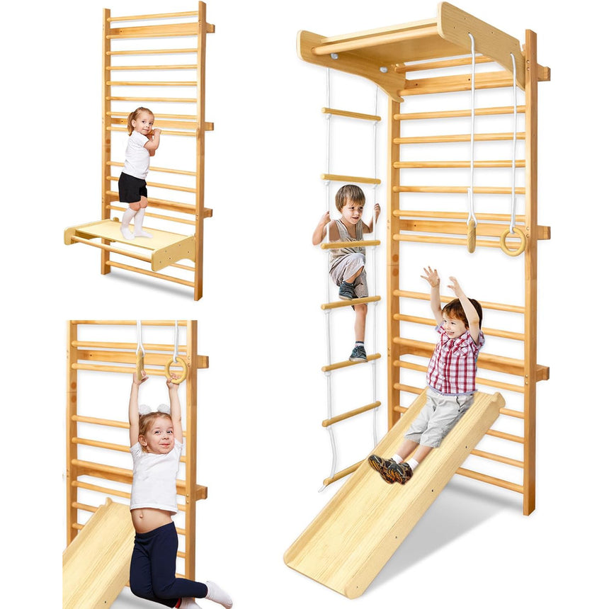 All 4 Kids Colton Wall Mounted Wooden Indoor Gym Set