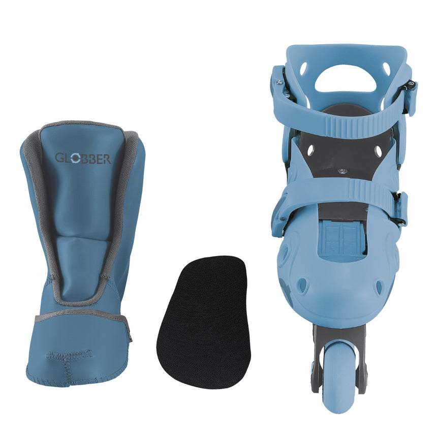Globber 2 in 1 Learning Inline Roller Skates  for Toddlers: Size 26-29 - Ash Blue