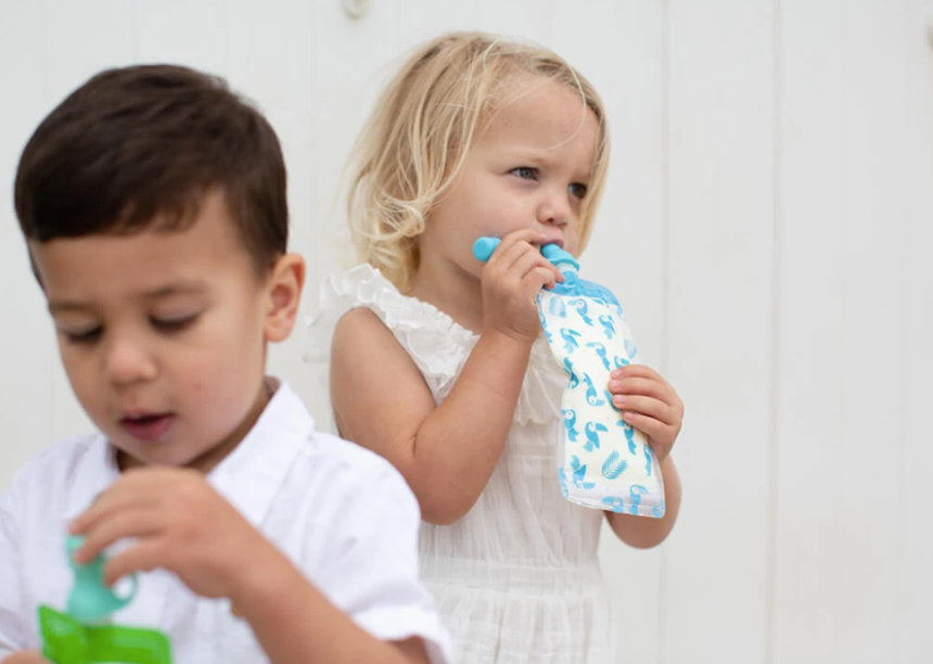 Cherub Baby Silicone Food Pouch Soft Spouts 2PK - Aqua/ Mint