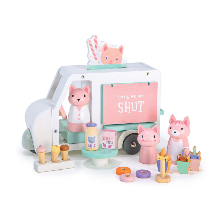 Tender Leaf Toys Wooden Kitty's Milkshake Van