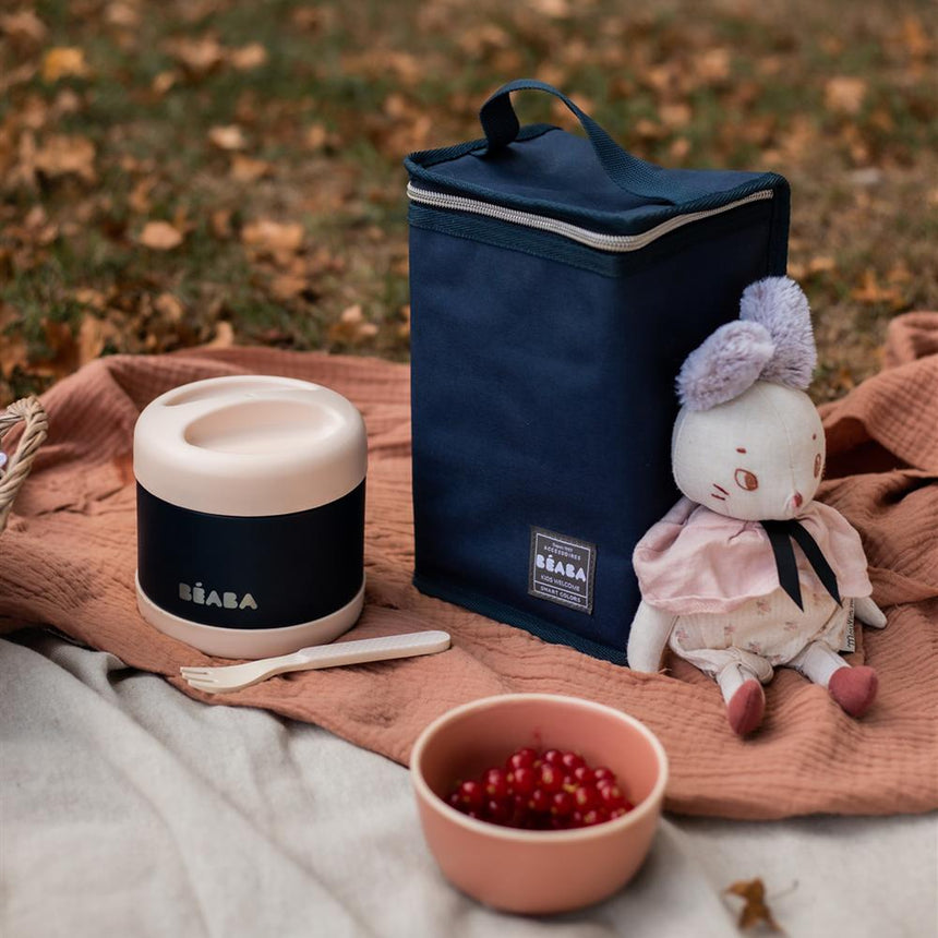 Beaba Stainless Steel Isothermal Portion 500ML - Light Pink/ Night Blue