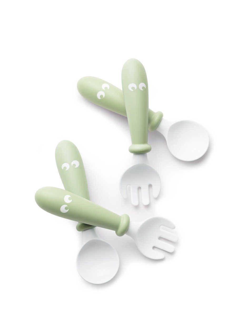 Babybjorn 4 Pack Baby Spoon and Fork Set - Powder Green