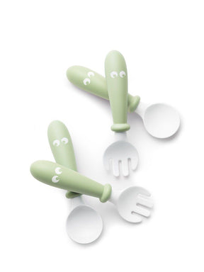 Babybjorn 4 Pack Baby Spoon and Fork Set - Powder Green