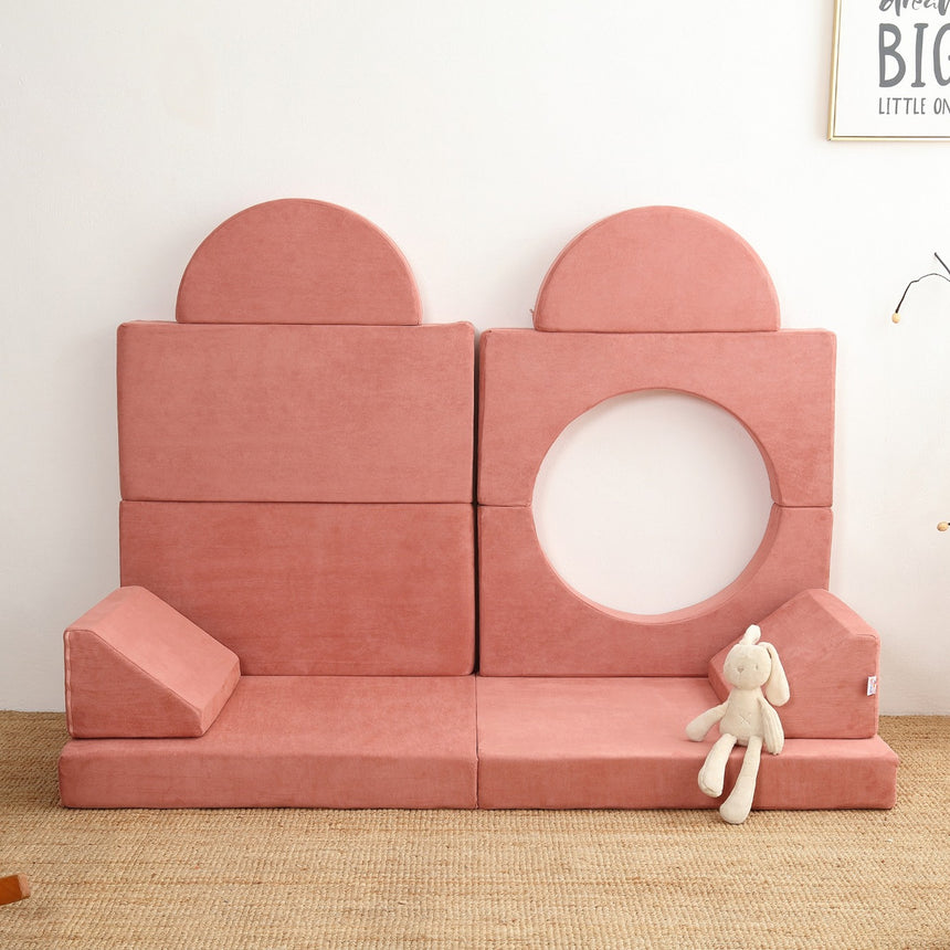 All 4 Kids Ollie10 PCS Modular Play Couch Set - Pink