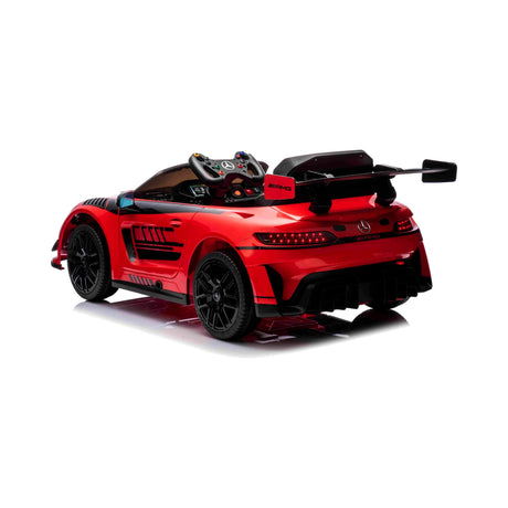 Steering wheel and dashboard controls on All 4 Kids BBH-033 Mercedes-Benz AMG GT3 EVO kids ride-on car