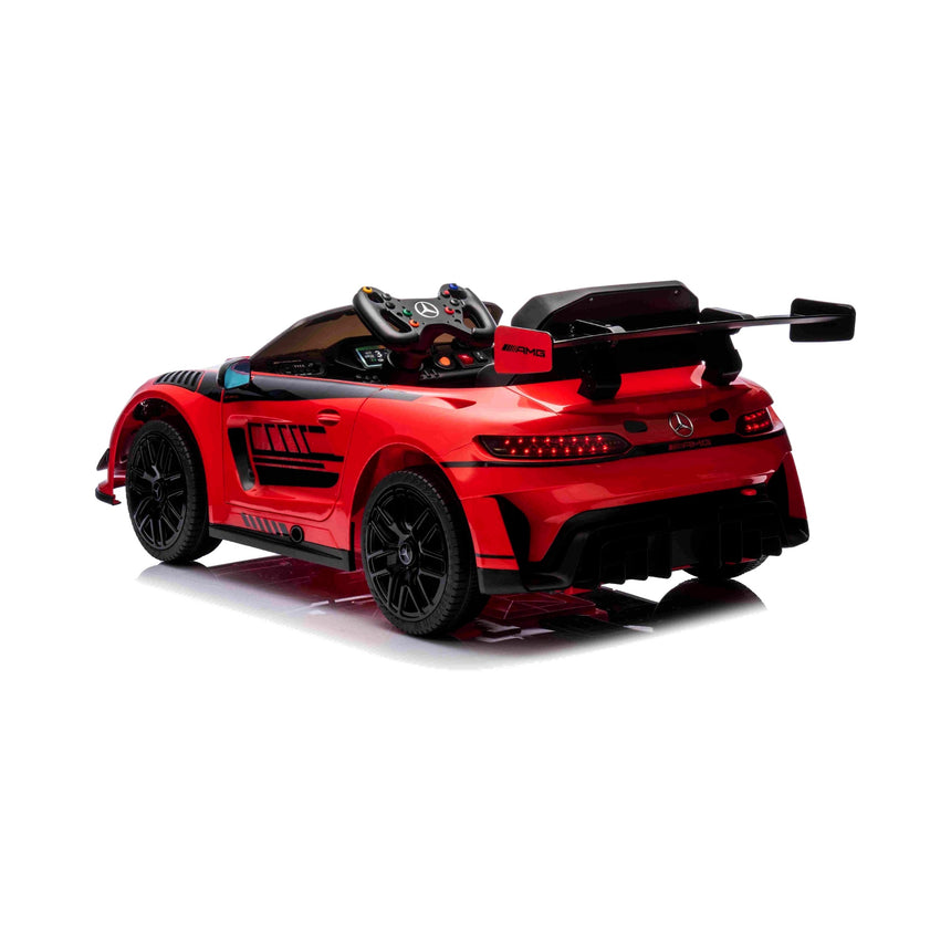 Steering wheel and dashboard controls on All 4 Kids BBH-033 Mercedes-Benz AMG GT3 EVO kids ride-on car