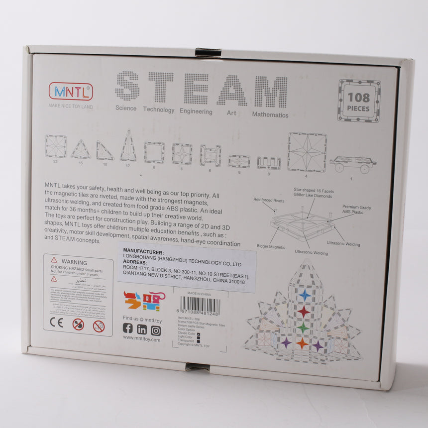 MNTL Classic Magnetic Tile 108 Pcs