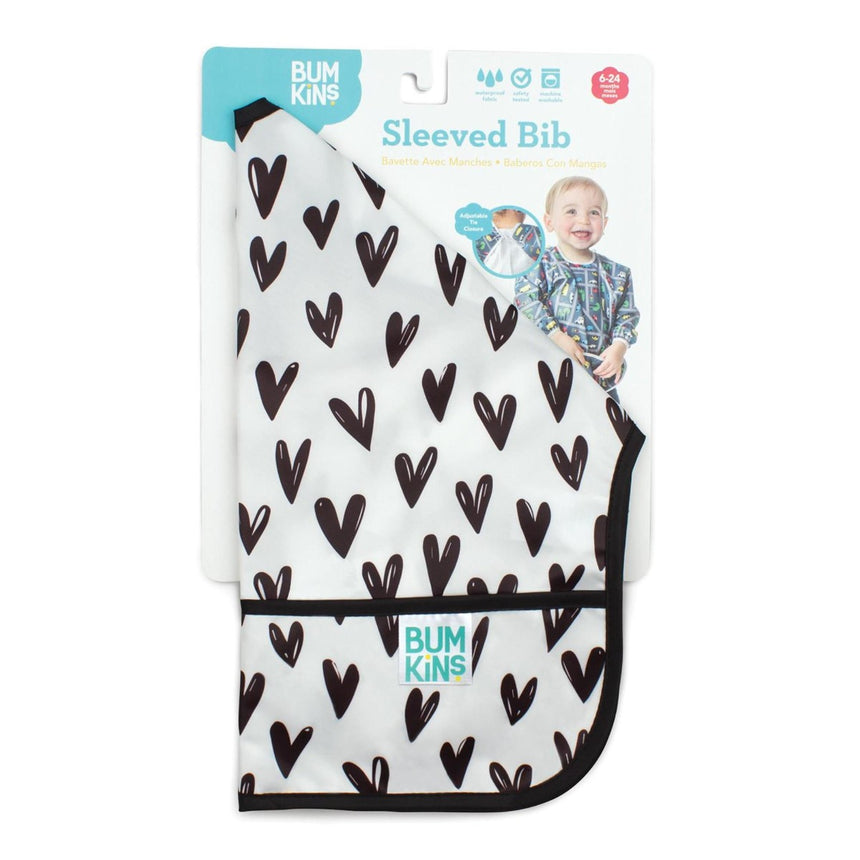 Bumkins Waterproof Sleeved Bib - Hearts