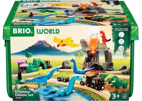 BRIO Dinosaur Deluxe Set 45 pieces wooden train set with erupting volcano and dinosaurs