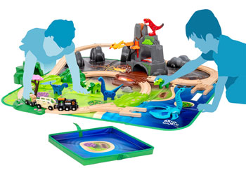 BRIO Dinosaur Deluxe Set wooden track layout and dinosaur train
