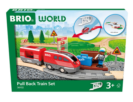 BRIO Pullback Train Set 28 pieces battery-free motorised wooden train