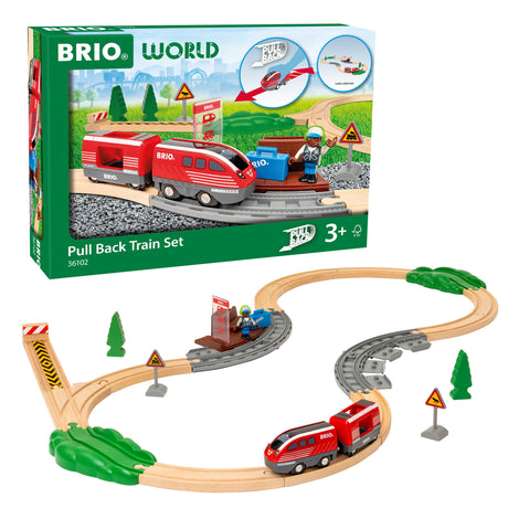 BRIO Pullback Train Set 28 pieces battery-free motorised wooden train – view 2