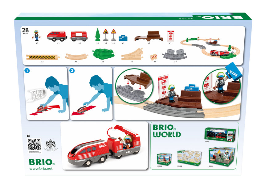 BRIO Pullback Train Set 28 pieces battery-free motorised wooden train – view 8
