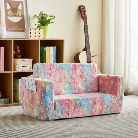 All 4 Kids Rainbow Unicorn Glow Flip-Out Double Couch