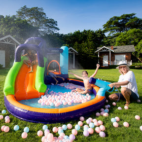 Air My Fun Purple Jumping Castle with Slide and Shooting Gun