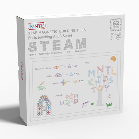 MNTL Pastel Basic Teaching Aids Magnetic Tile Set 62 Pcs