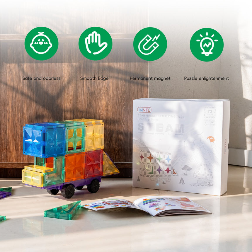 MNTL Classic Road Trip Magnetic Tile Set 72 Pcs