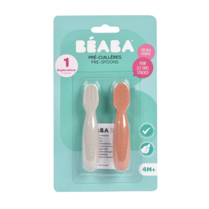 Beaba Silicone Pre-Spoons 2 Pack - Terracotta/Velvet Grey