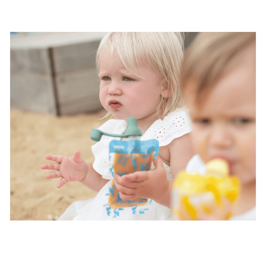 Cherub Baby Universal Silicone Food Pouch Spout 2pk Cerulean & Sage