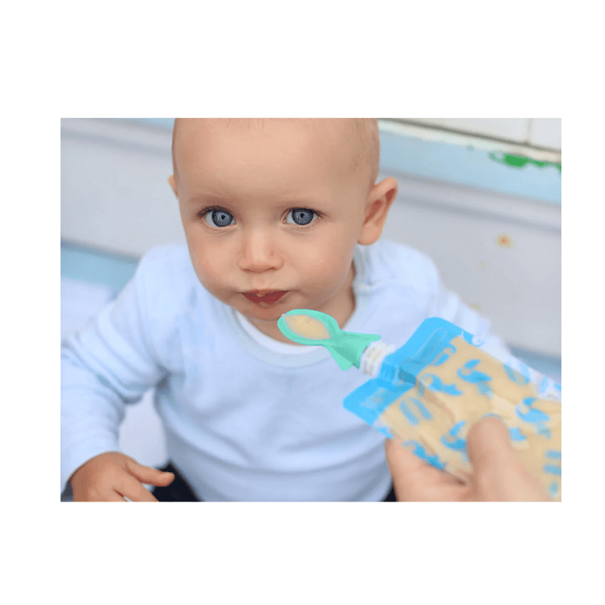 Cherub Baby Universal Silicone Food Pouch Spout Green Blue