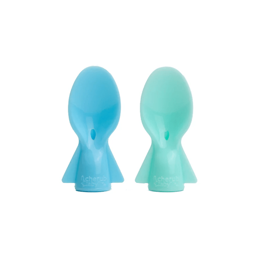 Cherub Baby Universal Silicone Food Pouch Spout Green Blue
