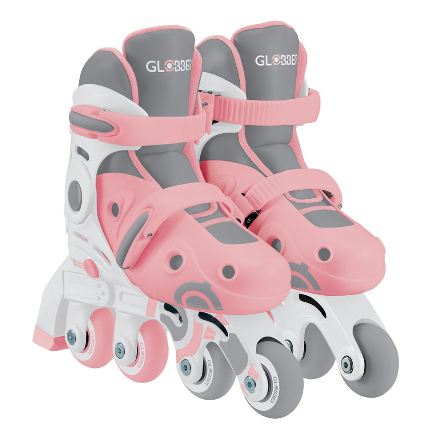 Globber 2 in 1 Learning Inline Roller Skates  for Toddlers: Size 29-32 - Pastel Pink
