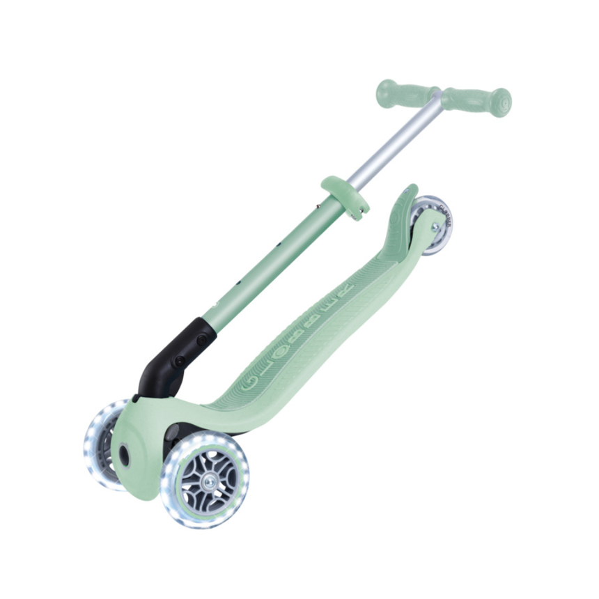 Globber ECOLOGIC JUNIOR Foldable Scooter with Lights - Pistachio