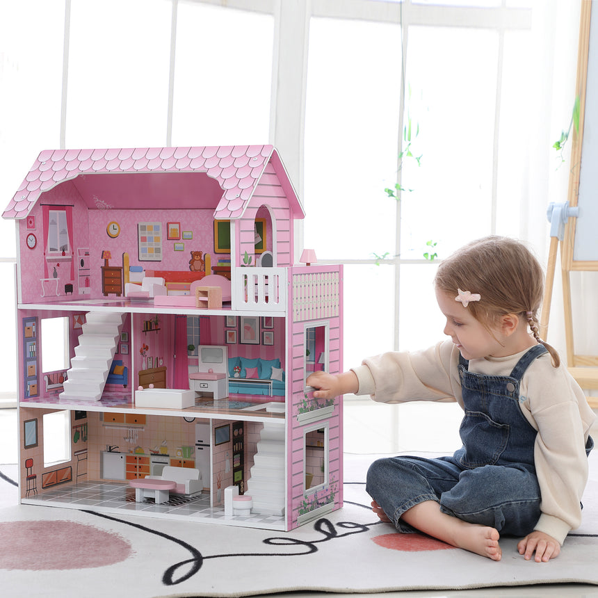 ALL 4 KIDS 3 Level Paisley Dollhouse with Furniture