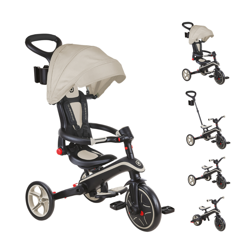 Globber EXPLORER 4 in 1 Foldable Trike - Taupe