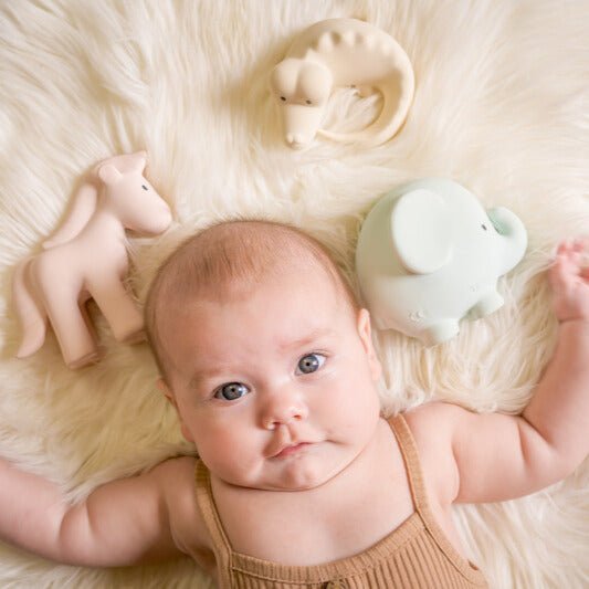 Tikiri Rubber Marshmallow Animal Teether Set