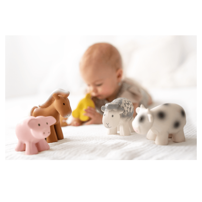 Tikiri Set of 6 Tikiri Farm Rubber Rattle & Bath Toys