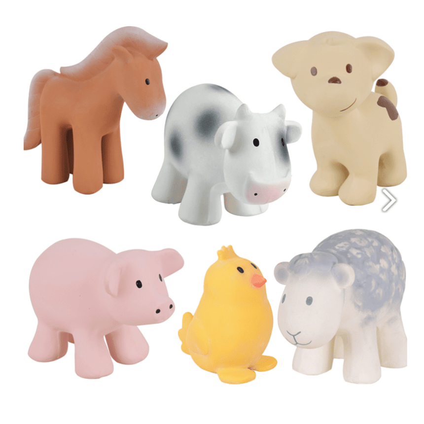 Tikiri Set of 6 Tikiri Farm Rubber Rattle & Bath Toys
