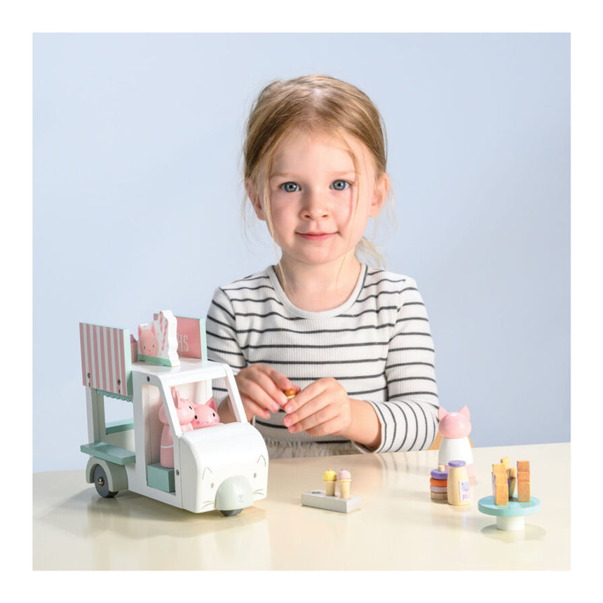 Tender Leaf Toys Wooden Kitty's Milkshake Van