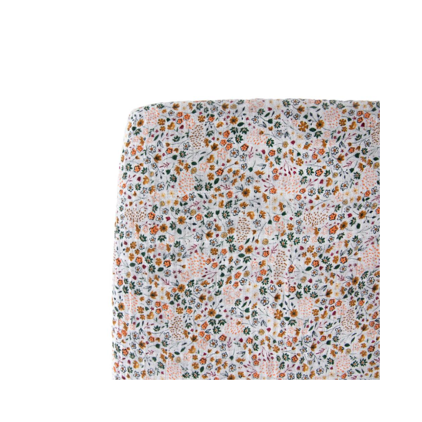 Little Unicorn Muslin Fitted Cot Sheet - Pressed Petals