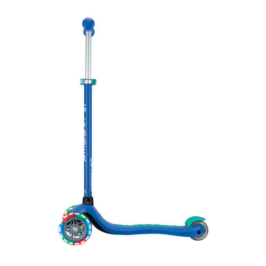 Globber Primo PLUS Scooter with Lights - Navy Blue/ Emerald Green