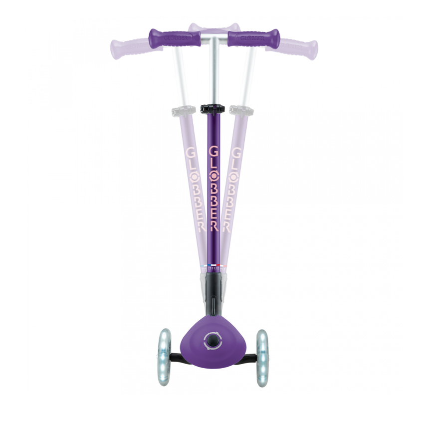 Globber Primo FOLD PLUS LIGHTS Scooter - Purple/ Pastel Pink