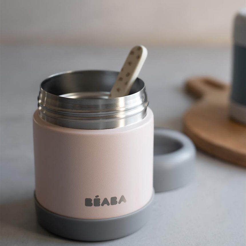 Beaba Stainless Steel Isothermal Portion 300ML - Dark Mist/ Light Pink