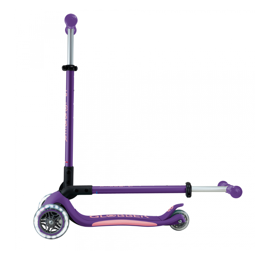 Globber Primo FOLD PLUS LIGHTS Scooter - Purple/ Pastel Pink