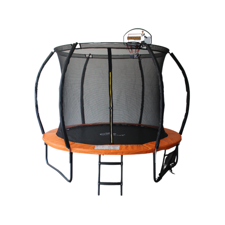 ALL 4 KIDS 8 FT Jump Zone Spring Trampoline with Basketball Board