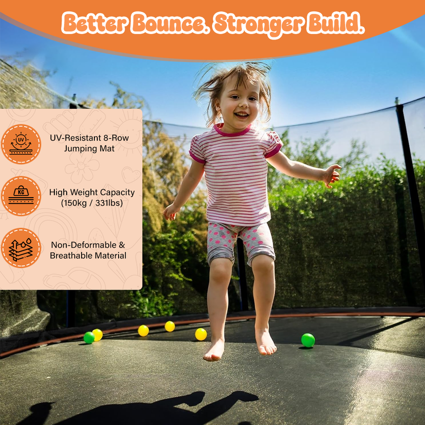 ALL 4 KIDS 10 FT Jump Zone Spring Trampoline with Basketball Board