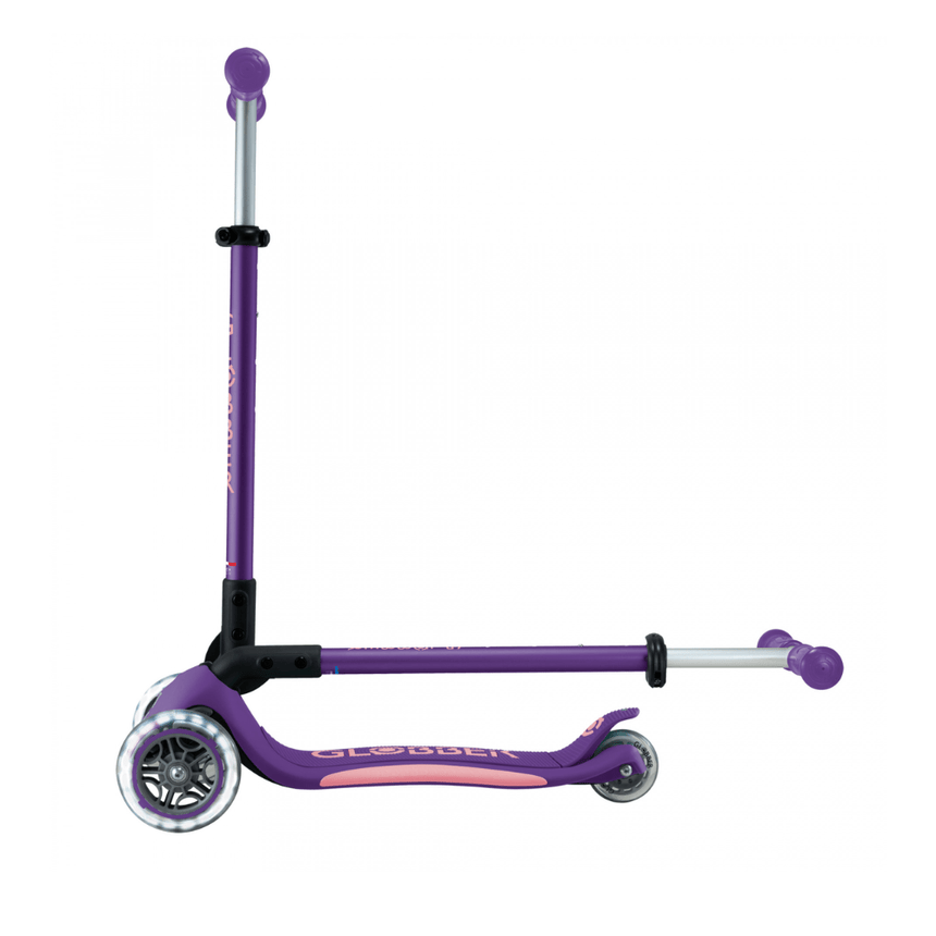 Globber Primo FOLD PLUS LIGHTS Scooter - Purple/ Pastel Pink