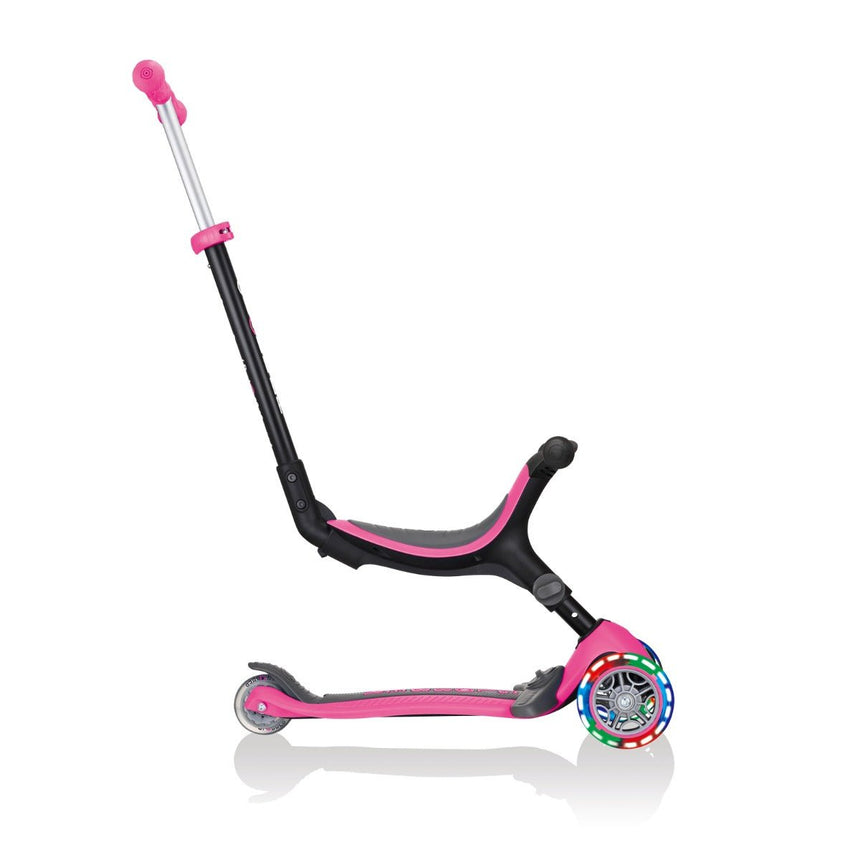 Globber Go Up Sporty Lights Convertible Scooter - Pink