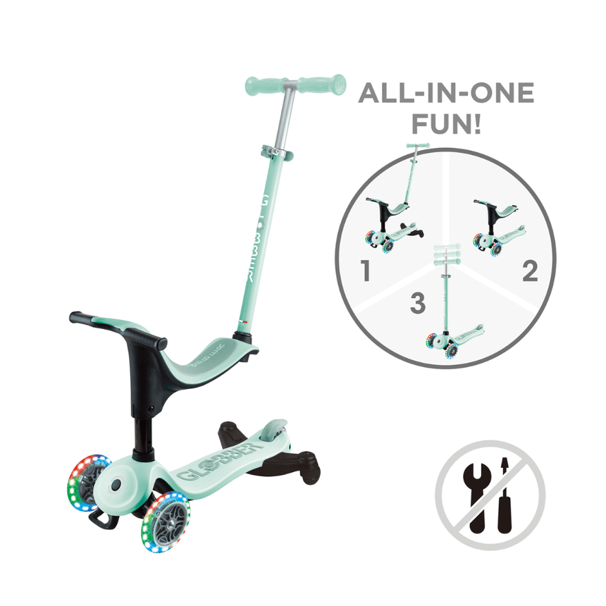 Globber Go Up Sporty Lights 360 Scooter - Mint/ Pistachio