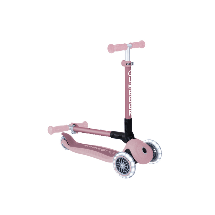 Globber ECOLOGIC JUNIOR Foldable Scooter with Lights - Berry