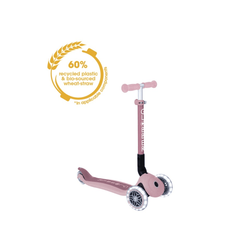Globber ECOLOGIC JUNIOR Foldable Scooter with Lights - Berry