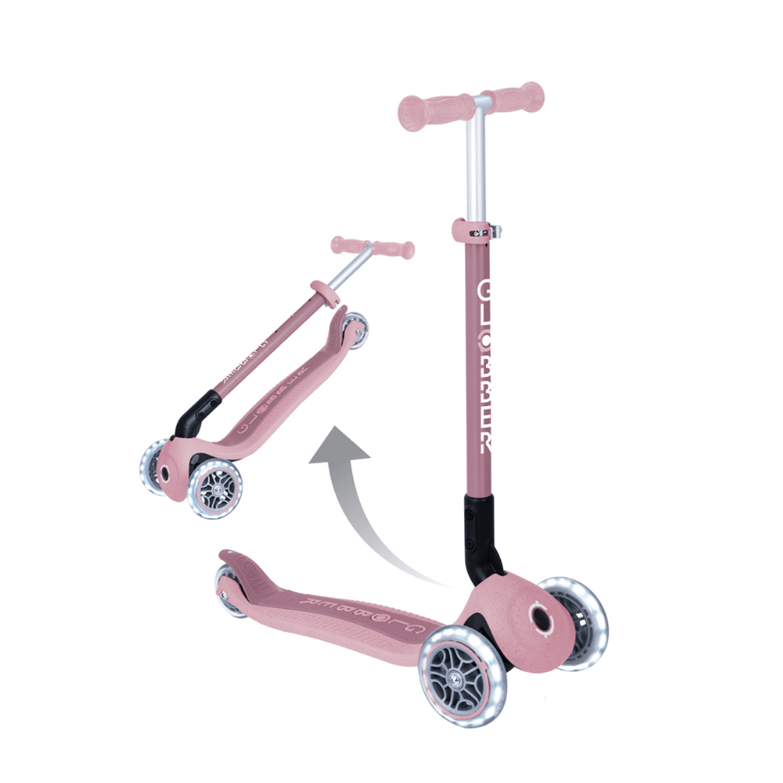 Globber ECOLOGIC PRIMO Foldable Scooter with Lights - Berry