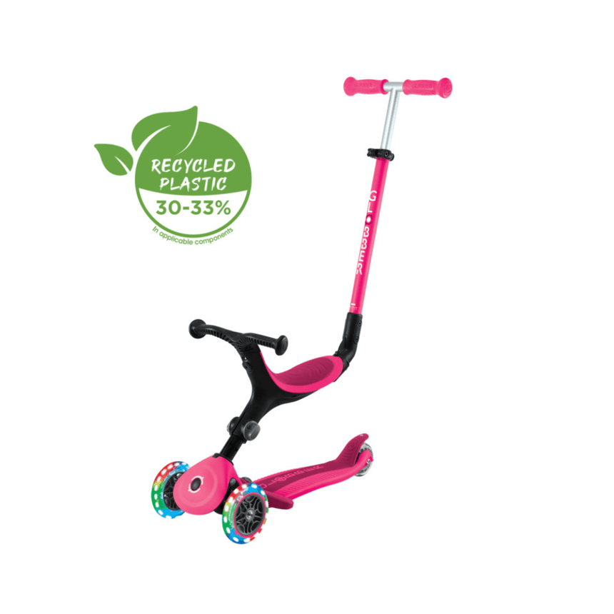 Globber GO UP ACTIVE Scooter with Lights - Fuchsia/ Dark Pink