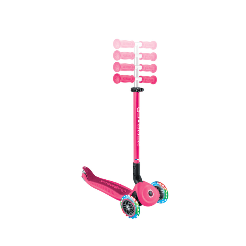 Globber GO UP ACTIVE Scooter with Lights - Fuchsia/ Dark Pink