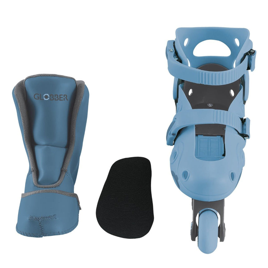 Globber 2 in 1 Learning Inline Roller Skates  for Toddlers: Size 26-29 - Ash Blue